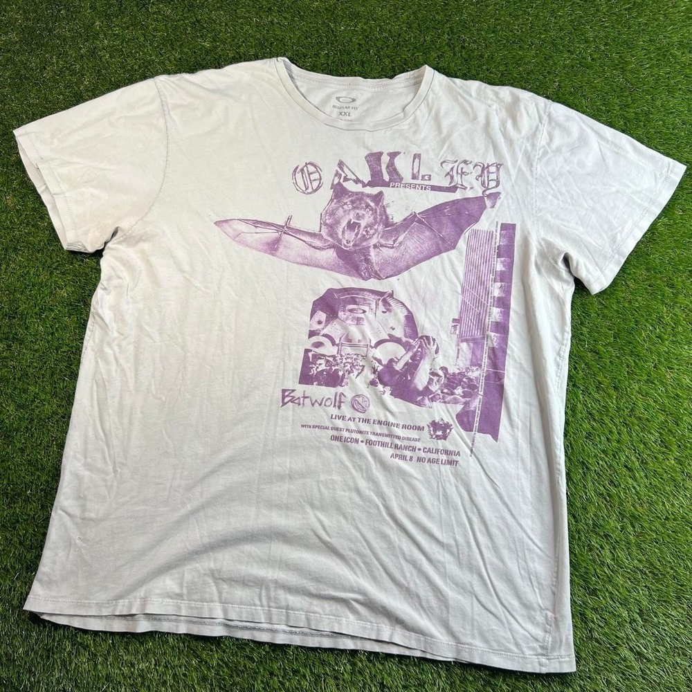 Oakley Batwolf Live Engine Room Graphic T Shirt XXL White Skate Streetwear Tee
